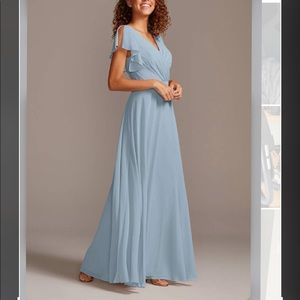 Davids bridal dusty blue bridesmaid dress